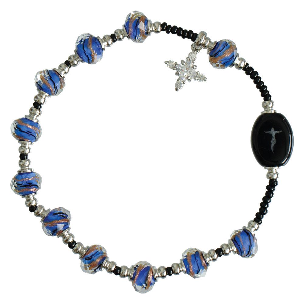 Blue Murano Glass Rosary Bracelet (8MM) - Unique Catholic Gifts