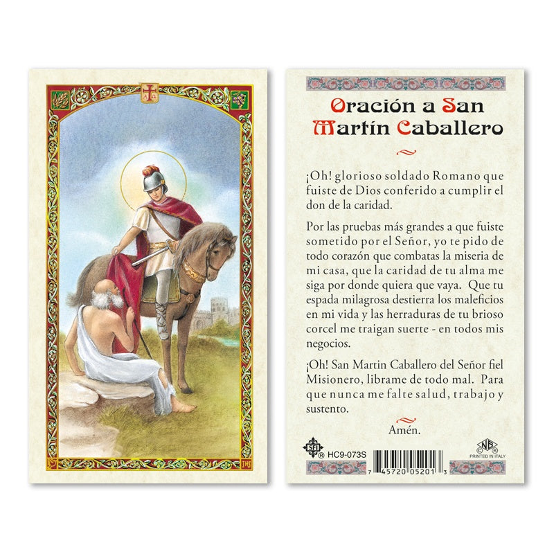 St. Martin Caballero Tarjeta laminada (Cubierta de Plástico) - Unique Catholic Gifts