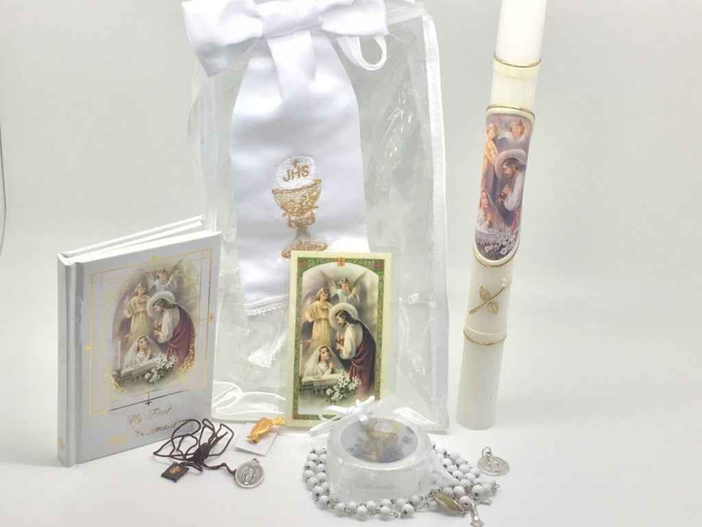 Girls First Communion Gift Set:Arm Band,Golden Candle and 7 other items