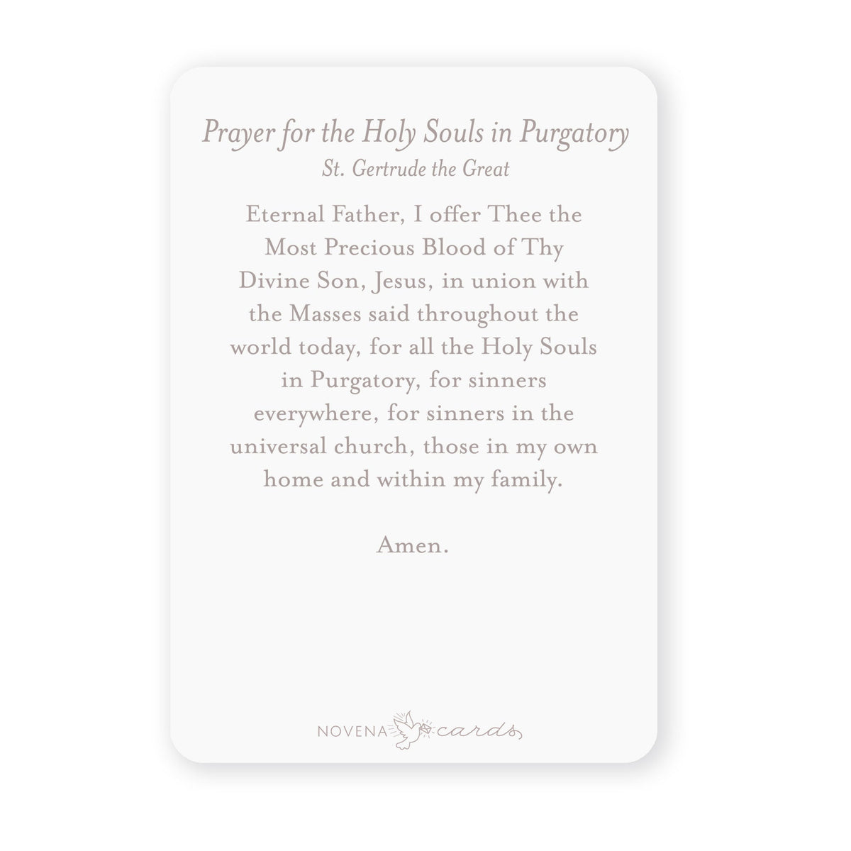 Prayer for the Holy Souls in Purgatory Prayer Card - Unique Catholic Gifts